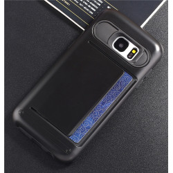 Samsung Galaxy S7 Edge Card Slots Hybrid Case (Black)